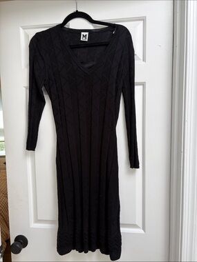 Missoni Black V-Neck Ribbed Knit Dress